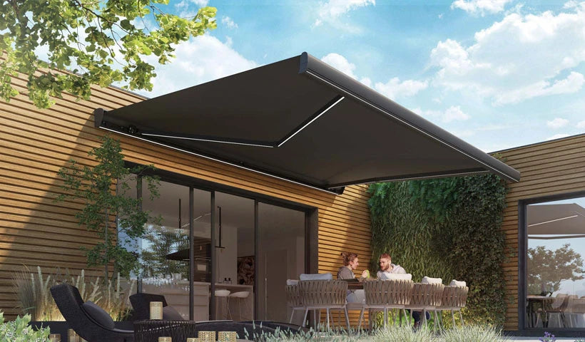 Sunshade Experts Lago: sfeerbeeld van de productfamilie, niet van de gekozen uitvoering.