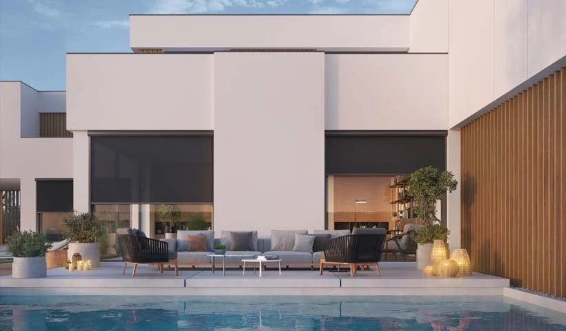 Sunshade Experts RS Universal: sfeerbeeld van de productfamilie, niet van de gekozen uitvoering.