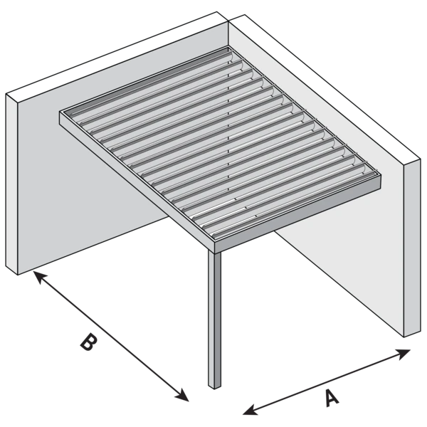 Sunshade Experts Lamellendak V 188 LUX - V188 LUX Muur montage - 2 muren - uitvoering