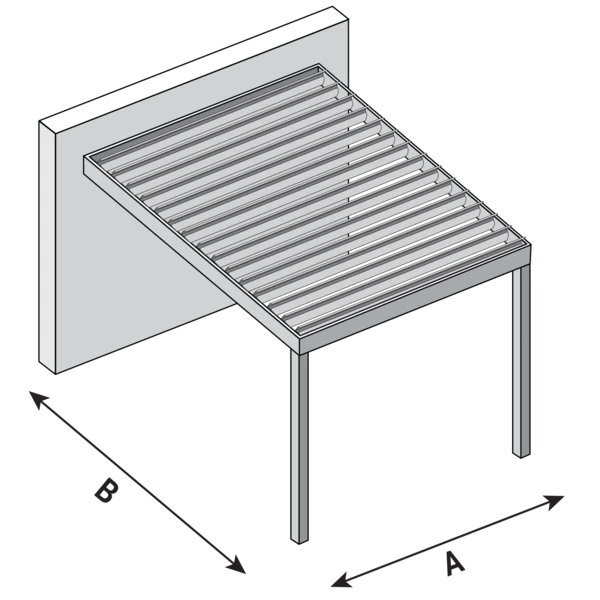 Sunshade Experts Lamellendak V 188 LUX - V188 LUX Muur montage lamellen parallel aan de muur - uitvoering