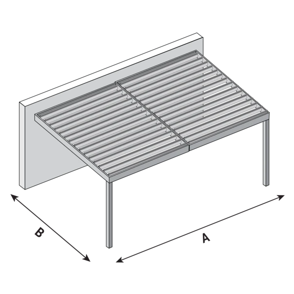 Sunshade Experts Lamellendak V 188 LUX - V188 LUX Muur montage lamellen parallel aan de muur - 2 Module - uitvoering