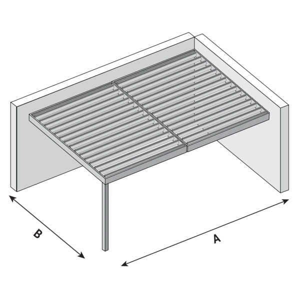 Sunshade Experts Lamellendak V 188 LUX - V188 LUX Muur montage - 2 muren - 2 Module - uitvoering