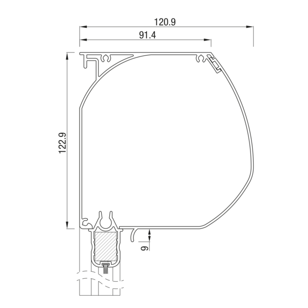 Sunshade Experts RS Classic 120 halfrond - uitvoering