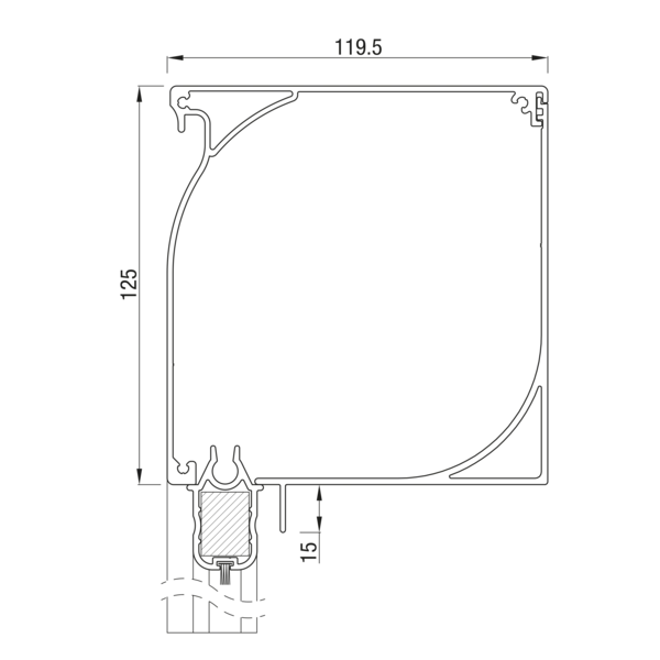 Sunshade Experts RS Classic 125 recht - uitvoering