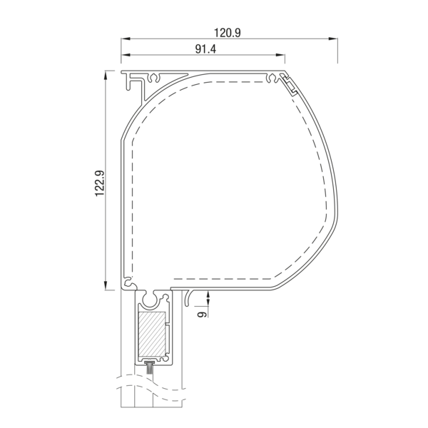 Sunshade Experts RS Universal 120 halfrond - uitvoering