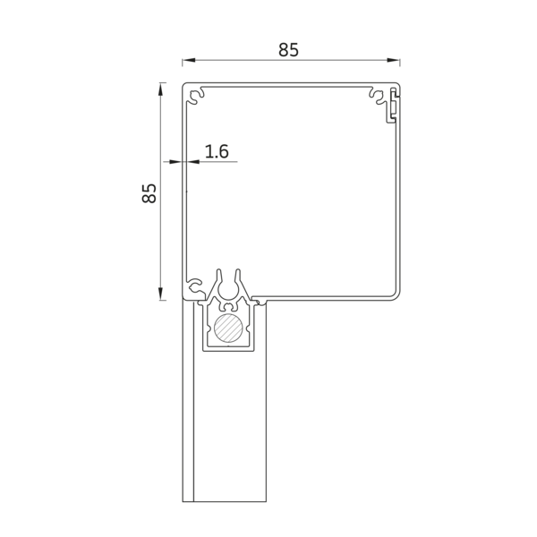 Sunshade Experts Screen - Staaldraad geleiding - Screen 85 Staaldraad geleiding recht - uitvoering