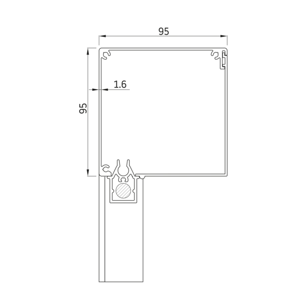 Sunshade Experts Screen - Staaldraad geleiding - Screen 95 Staaldraad geleiding recht - uitvoering