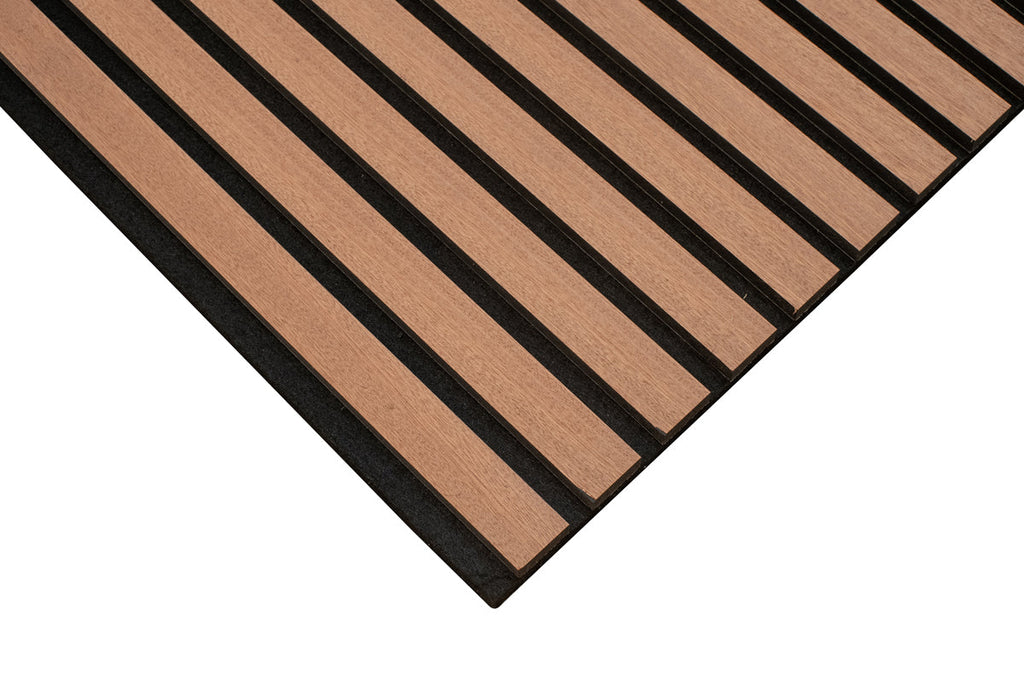 Detail van de hoek en rand van een lamellenpaneel.
