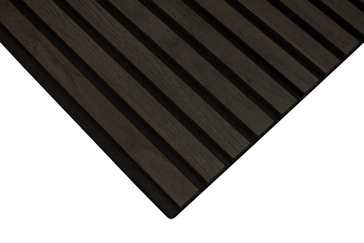 Detail van de hoek en rand van een lamellenpaneel.
