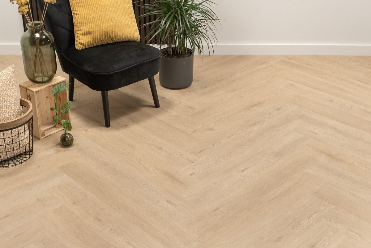 Floer Walvisgraat Click PVC – Gaia Grijsbeige