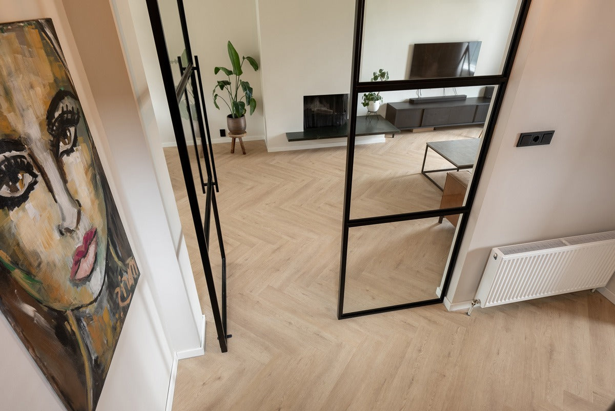 Floer Walvisgraat Click PVC – Gaia Grijsbeige