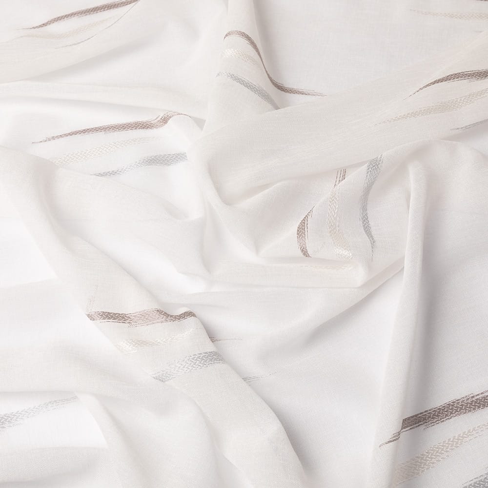 Ikata – Off White met Taupe – 21 — 300 cm