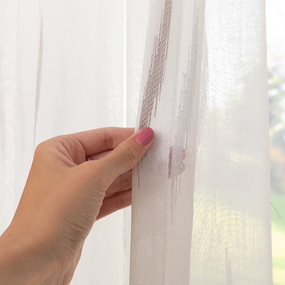 Ikata – Off White met Taupe – 21 — 300 cm