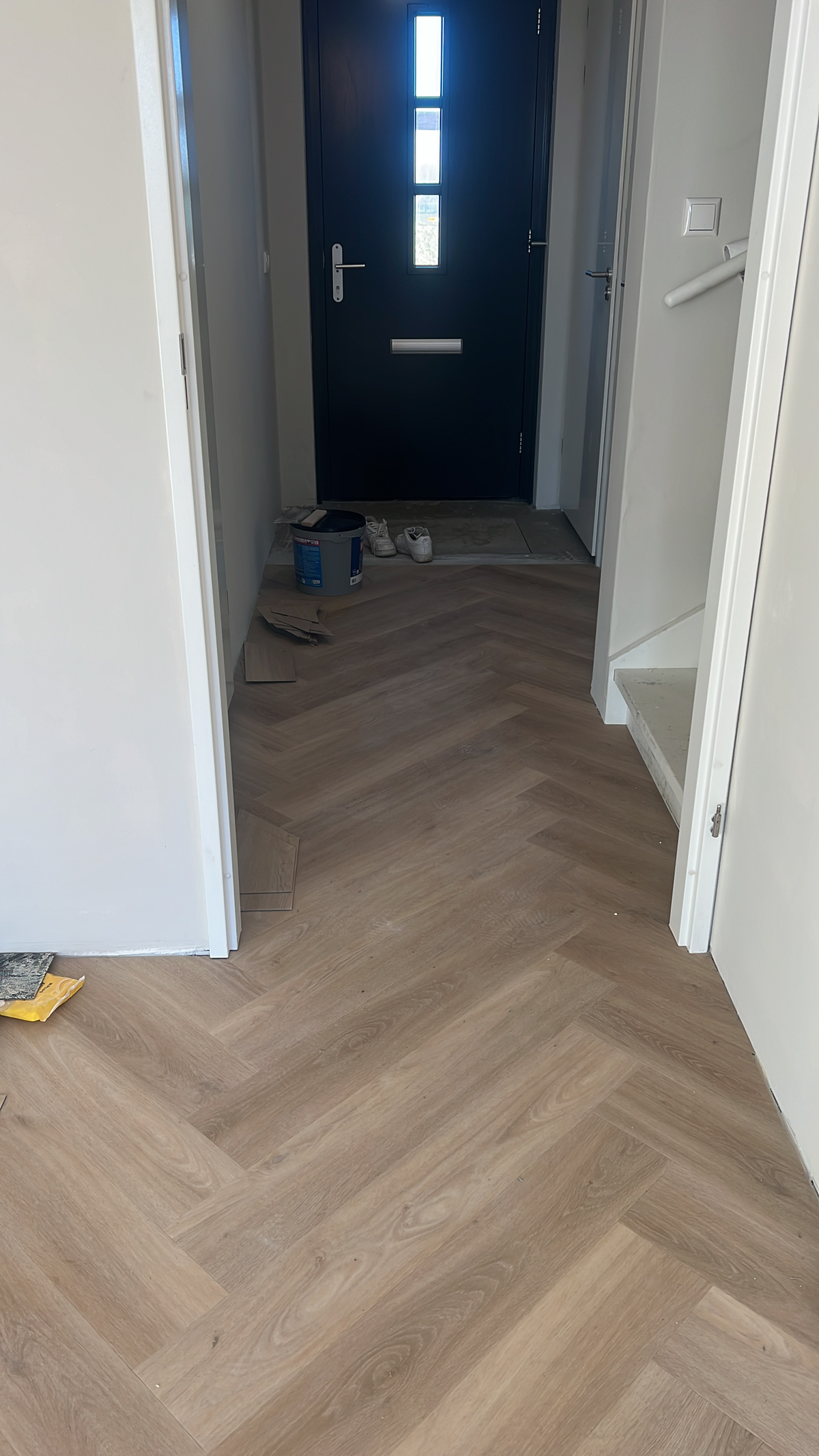 Walvisgraatvloer richting de voordeur in Winsum
