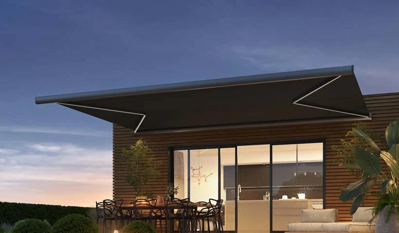 Sunshade Experts Formosa MAX: origineel leveranciersbeeld met illustratieve kleuren.