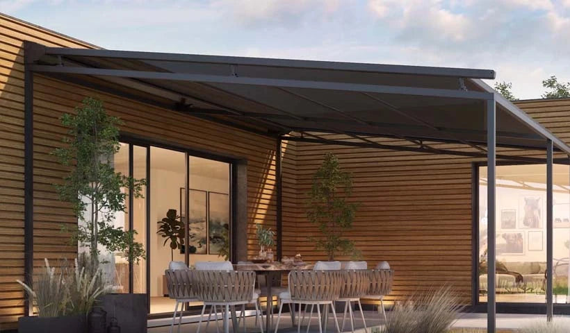 Sunshade Experts Matera VERANDA: origineel leveranciersbeeld met illustratieve kleuren.