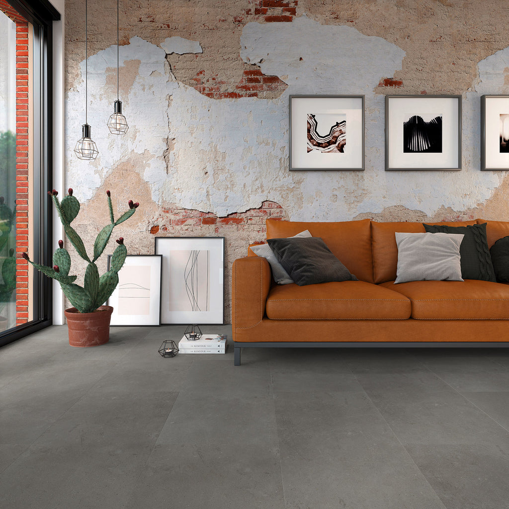 kamer met grijze pvc tegelvloer vivafloors
